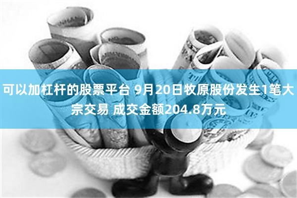 可以加杠杆的股票平台 9月20日牧原股份发生1笔大宗交易 成交金额204.8万元