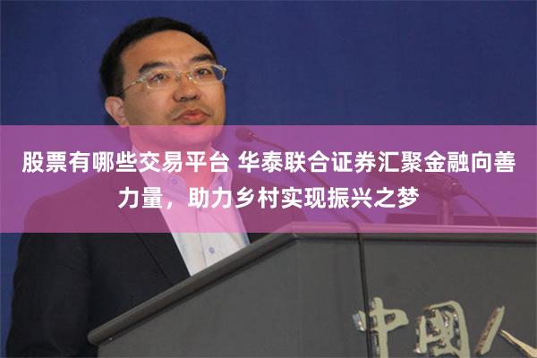 股票有哪些交易平台 华泰联合证券汇聚金融向善力量，助力乡村实现振兴之梦