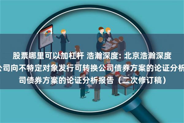 股票哪里可以加杠杆 浩瀚深度: 北京浩瀚深度信息技术股份有限公司向不特定对象发行可转换公司债券方案的论证分析报告（二次修订稿）